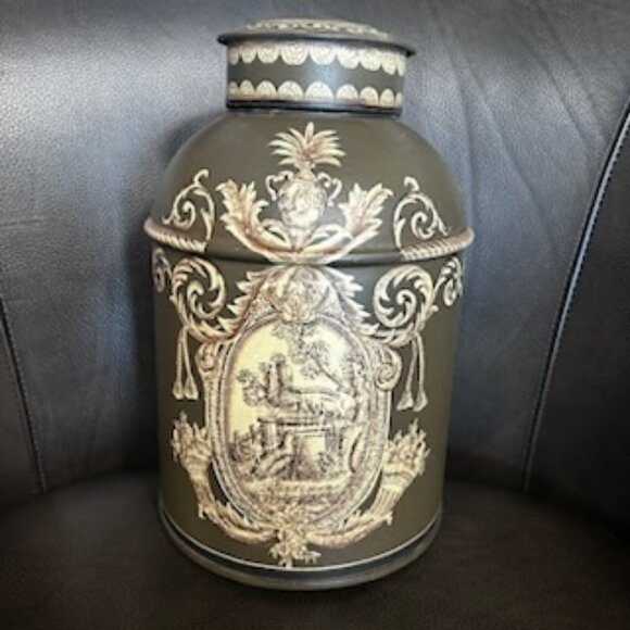 Antique Large Toleware Chinoiserie Tea Caddy Canton n°3 Iron Tea Box - Picture 4 of 16